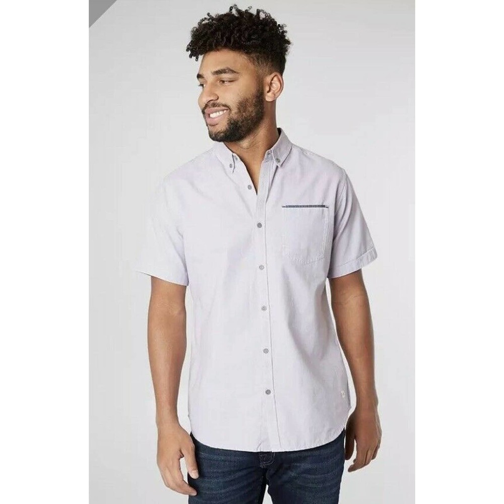 Buckle Depart West Men Woven Casual Shirt Sleeve Button Down Size Med Lavender